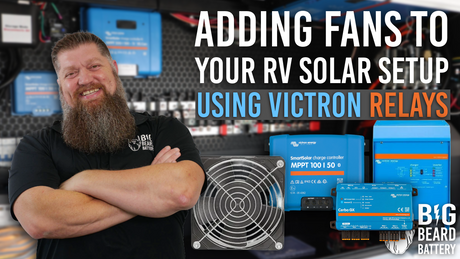 Victron relay-controlled cooling fans for an RV electrical compartment