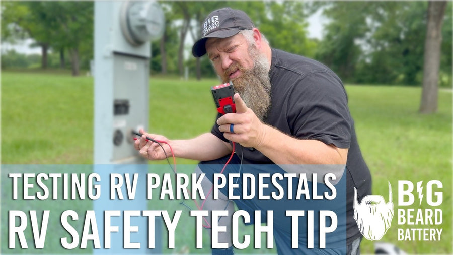 Testing a campground RV power pedestal with a multimeter