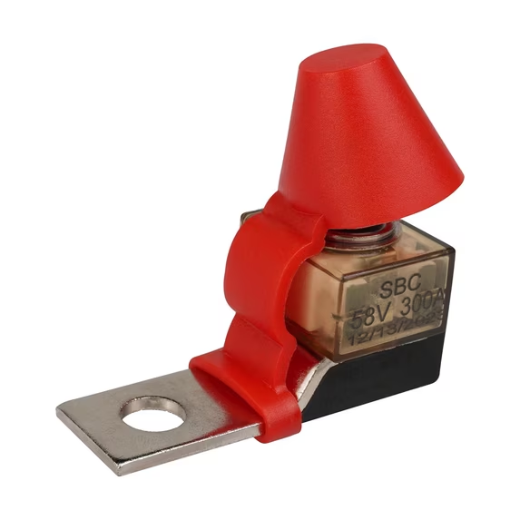 300A marine terminal fuse and fuse block combination with red protective cover