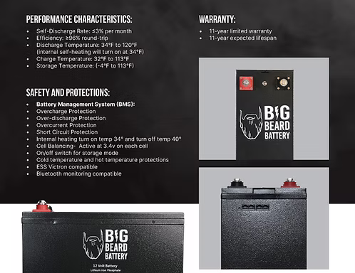 Big Beard Battery 12V 300Ah Lithium Battery