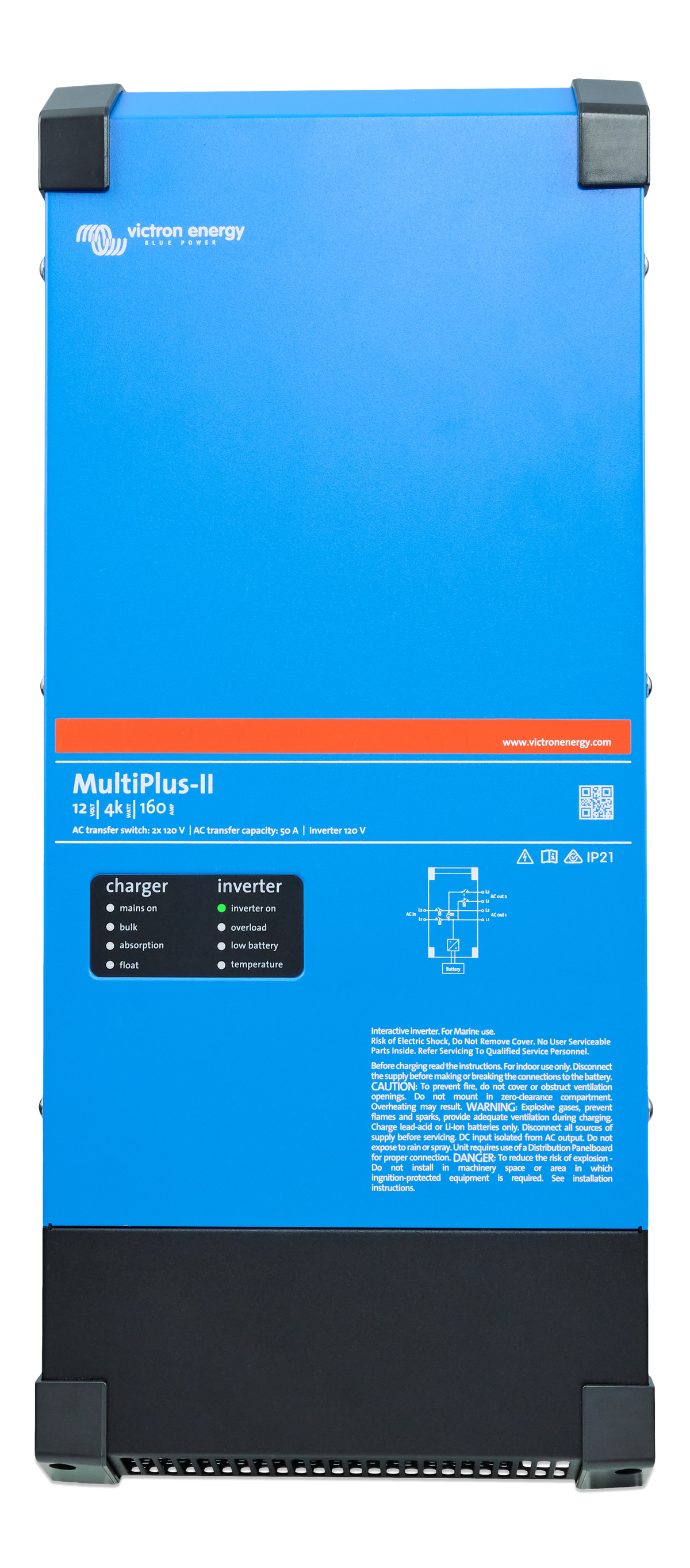 Victron MultiPlus-II 12V 4k 160A 2x120V — front view